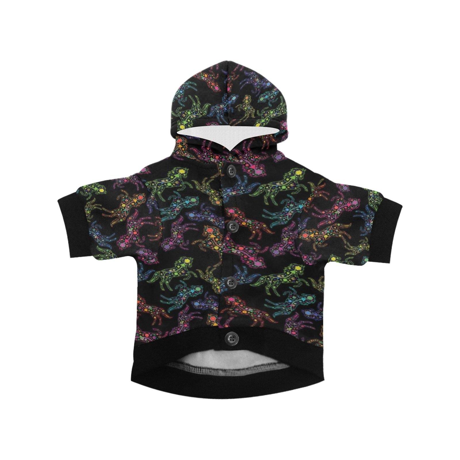 Neon Floral Horses Pet Dog Hoodie Pet Dog Hoodie e-joyer