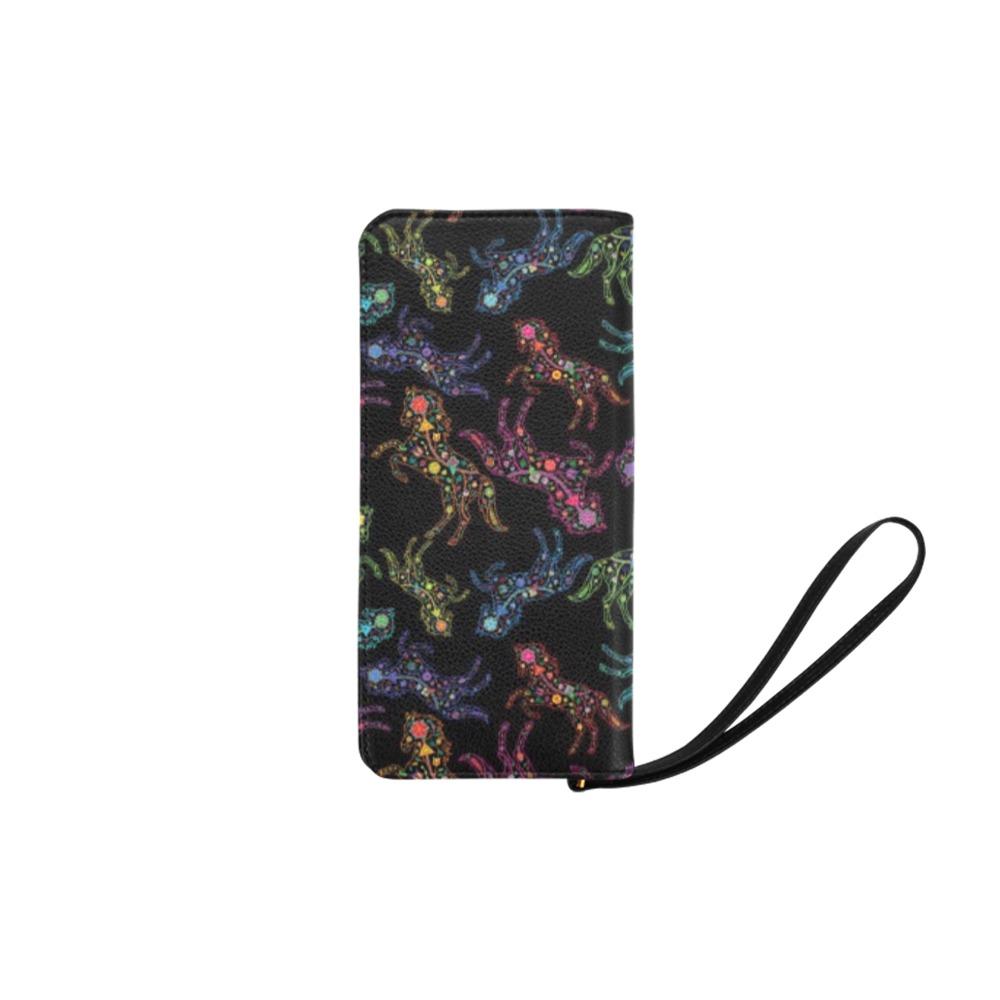Neon Floral Horses Women's Clutch Purse (Model 1637) Women's Clutch Purse (1637) e-joyer