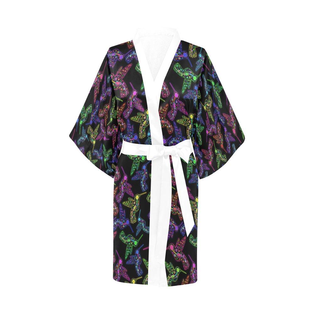 Neon Floral Hummingbirds Kimono Robe Artsadd