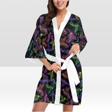 Neon Floral Hummingbirds Kimono Robe Artsadd