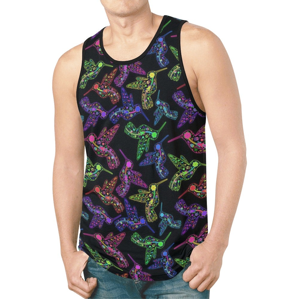 Neon Floral Hummingbirds New All Over Print Tank Top for Men (Model T46) New All Over Print Tank Top for Men (T46) e-joyer