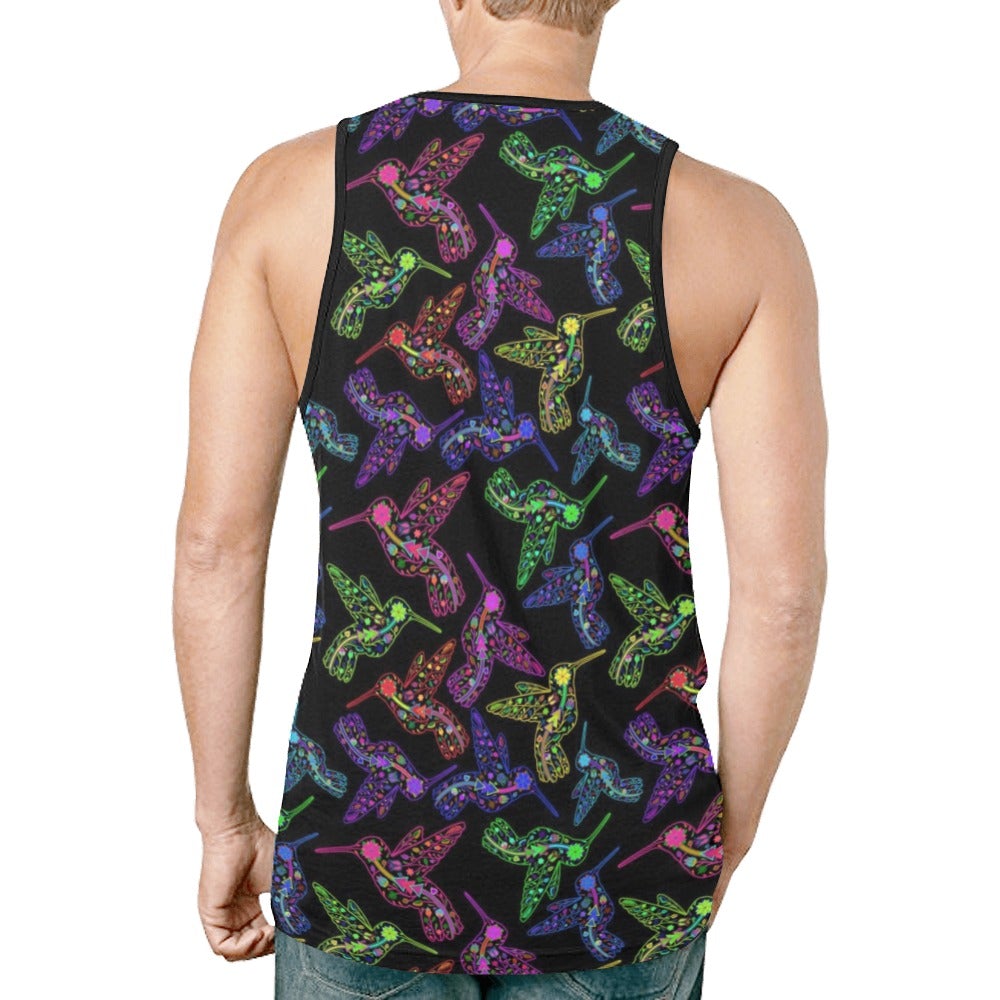 Neon Floral Hummingbirds New All Over Print Tank Top for Men (Model T46) New All Over Print Tank Top for Men (T46) e-joyer