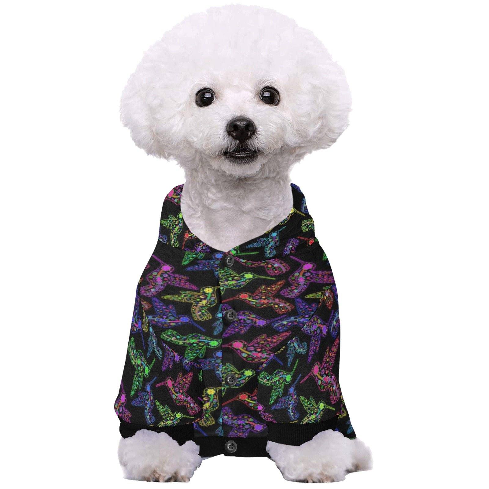 Neon Floral Hummingbirds Pet Dog Hoodie Pet Dog Hoodie e-joyer