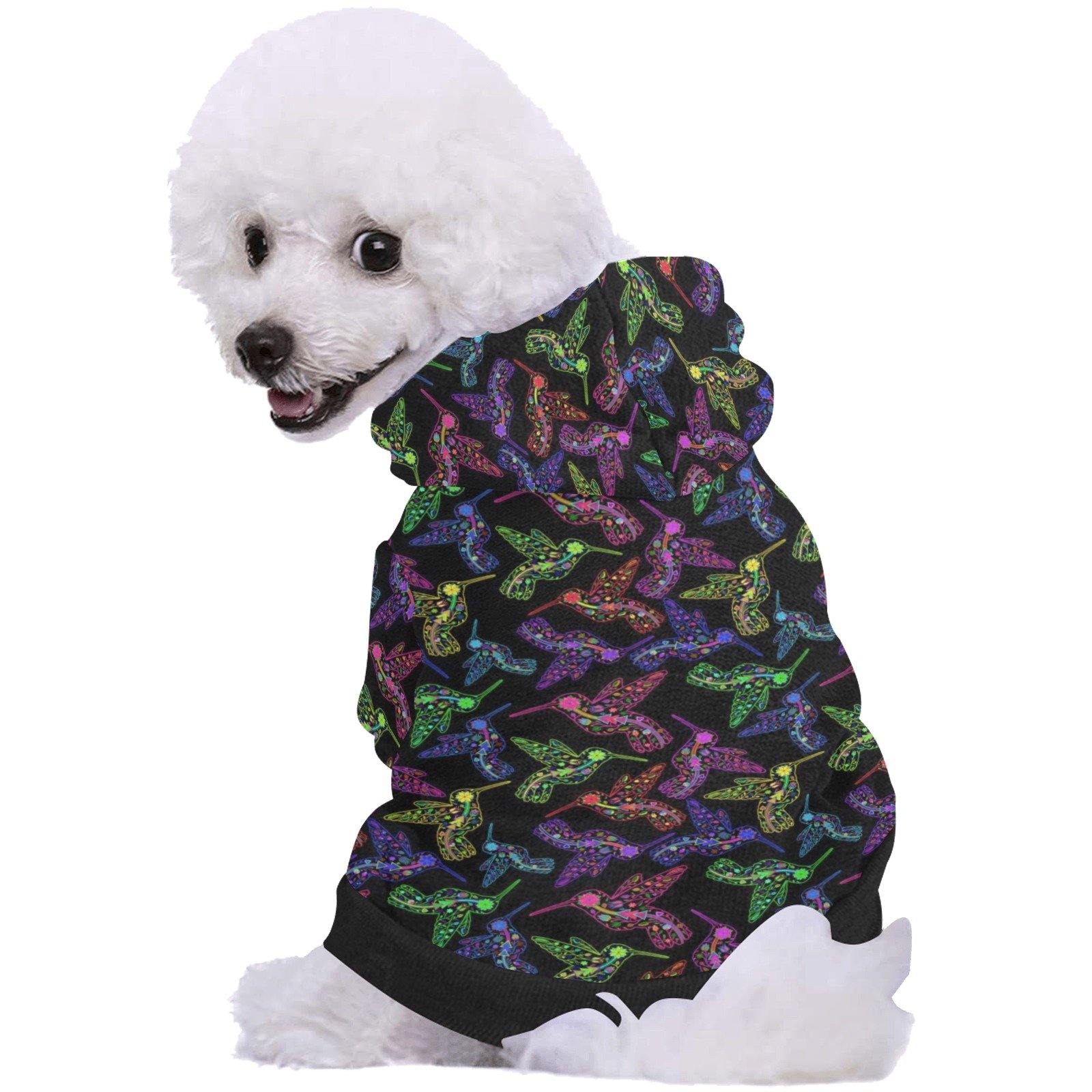 Neon Floral Hummingbirds Pet Dog Hoodie Pet Dog Hoodie e-joyer
