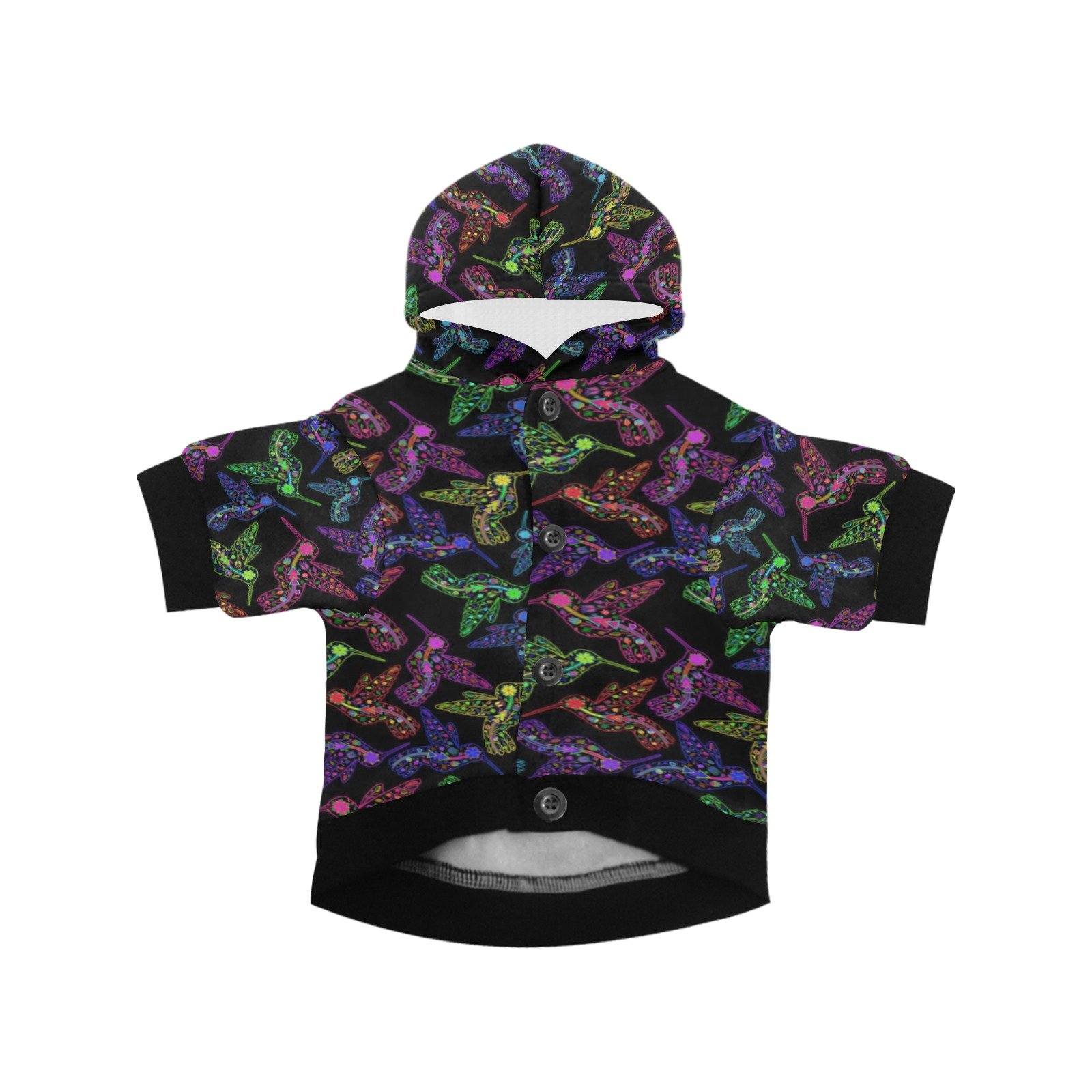 Neon Floral Hummingbirds Pet Dog Hoodie Pet Dog Hoodie e-joyer