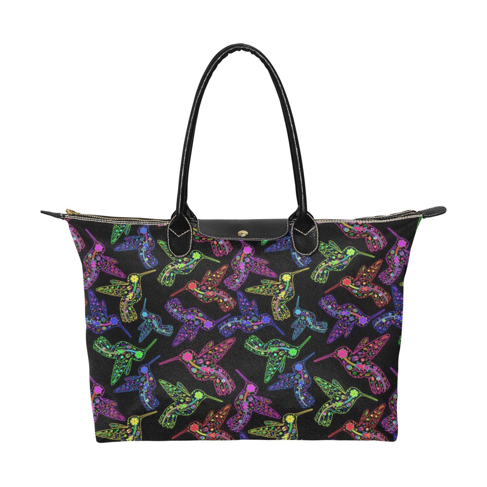 Neon Floral Hummingbirds Single-Shoulder Lady Handbag (Model 1714) bag e-joyer