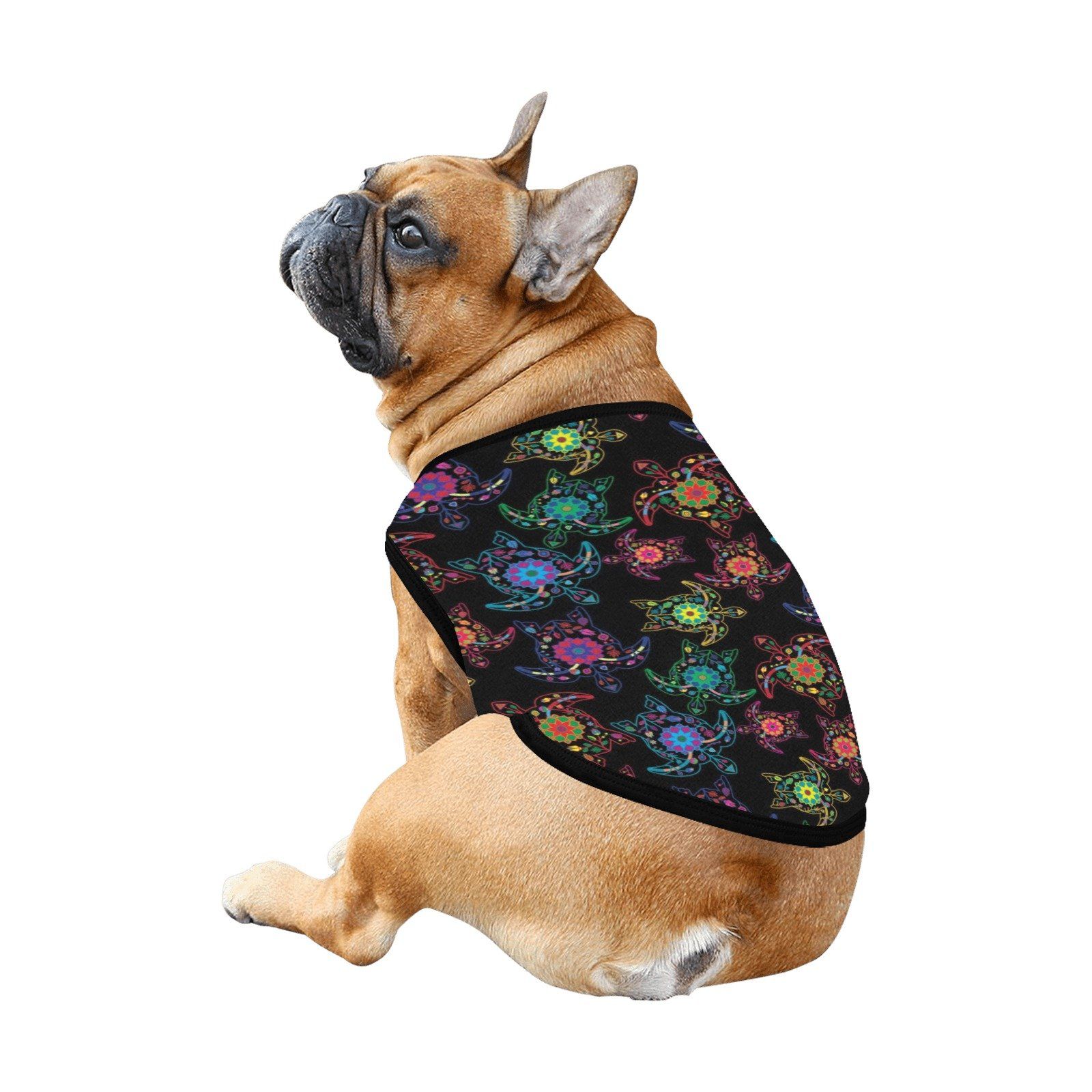 Neon Floral Turtle All Over Print Pet Tank Top Pet Tank Top e-joyer
