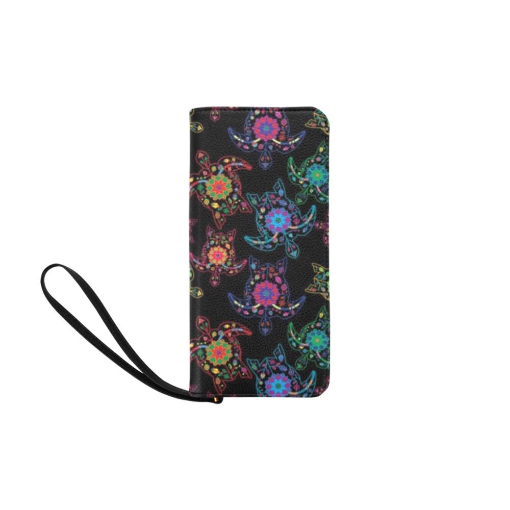 Neon Floral Turtle Women's Clutch Purse (Model 1637) Women's Clutch Purse (1637) e-joyer