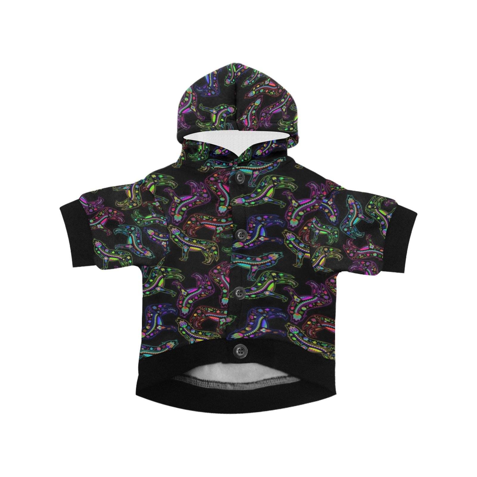 Neon Floral Wolves Pet Dog Hoodie Pet Dog Hoodie e-joyer
