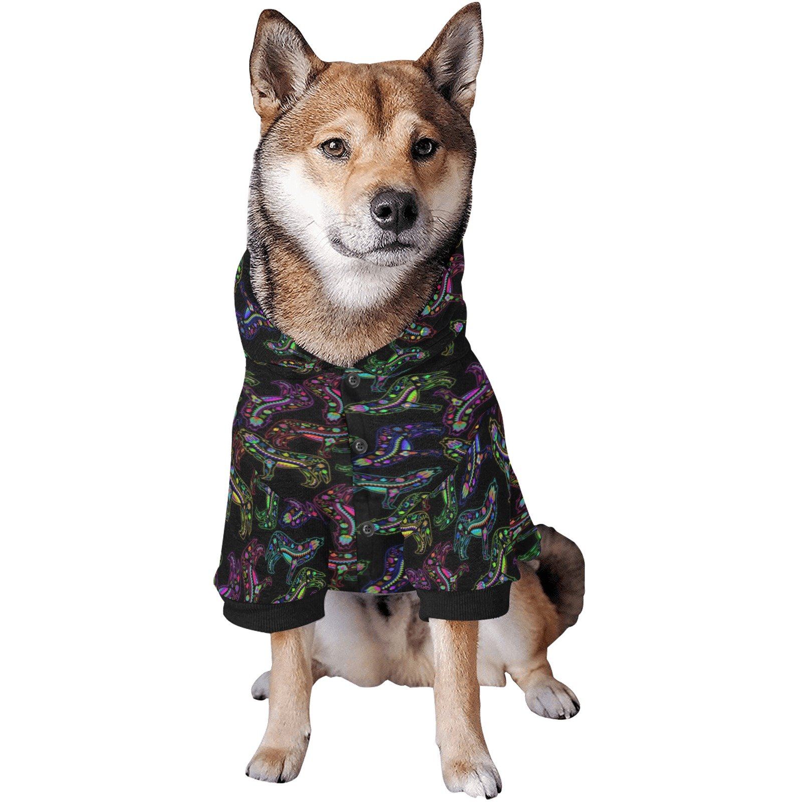 Neon Floral Wolves Pet Dog Hoodie Pet Dog Hoodie e-joyer