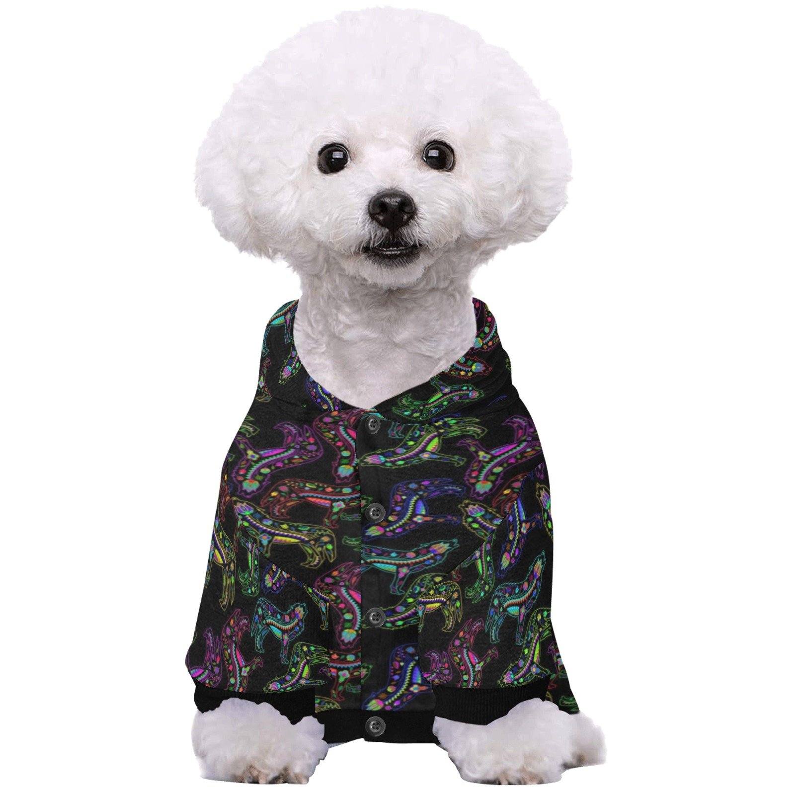 Neon Floral Wolves Pet Dog Hoodie Pet Dog Hoodie e-joyer