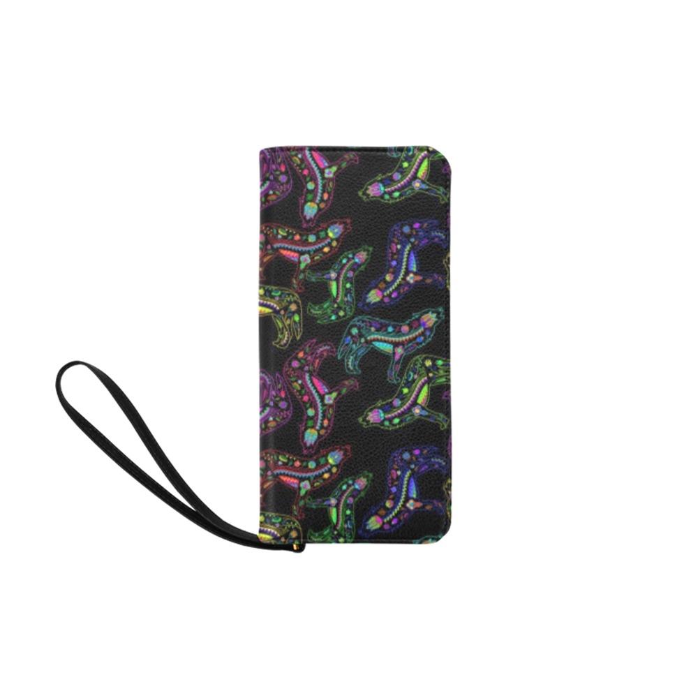 Neon Floral Wolves Women's Clutch Purse (Model 1637) Women's Clutch Purse (1637) e-joyer