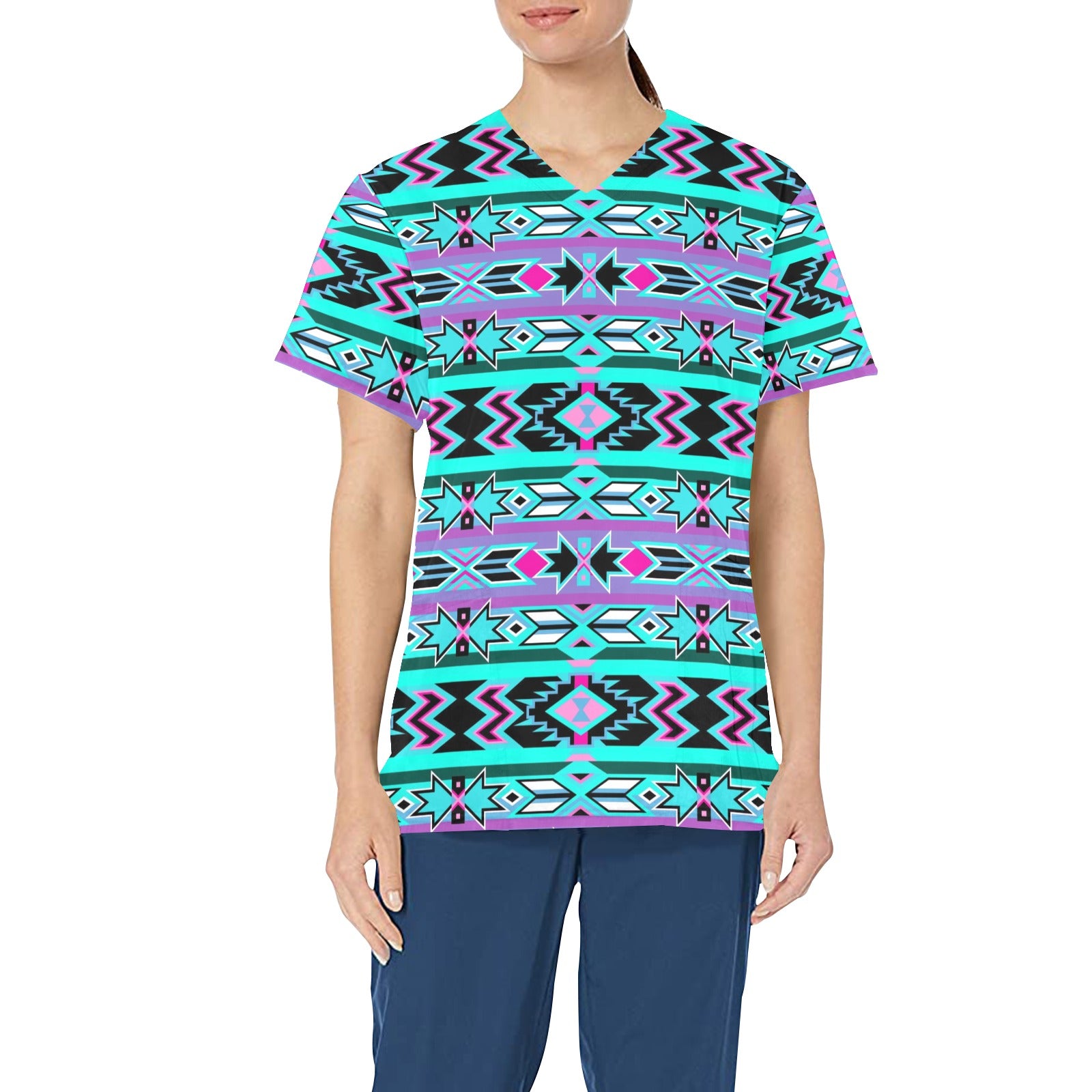 Northeast Journey All Over Print Scrub Top Scrub Top e-joyer