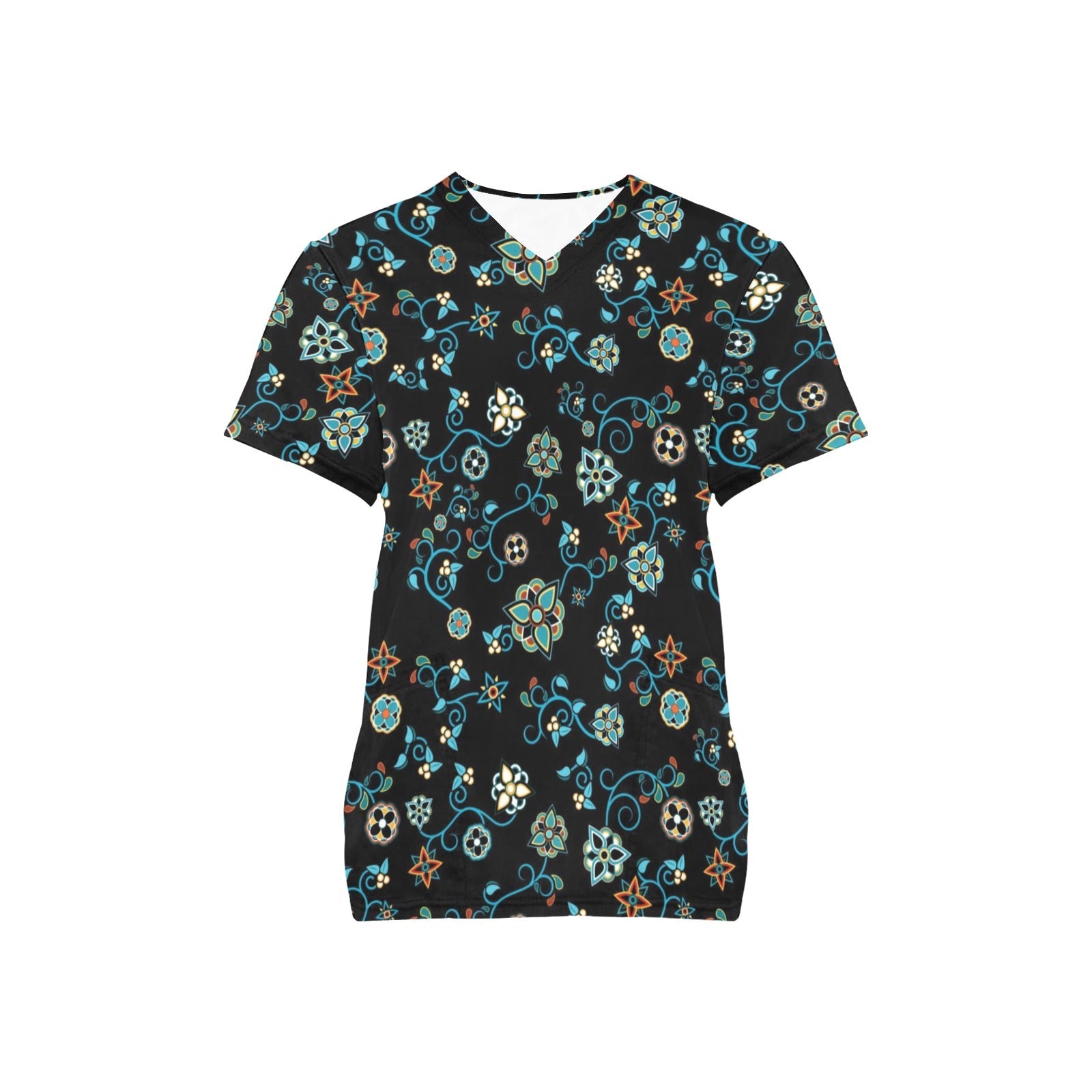 Ocean Bloom All Over Print Scrub Top Scrub Top e-joyer