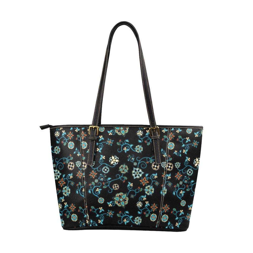 Ocean Bloom Leather Tote Bag/Large (Model 1640) Leather Tote Bag (1640) e-joyer
