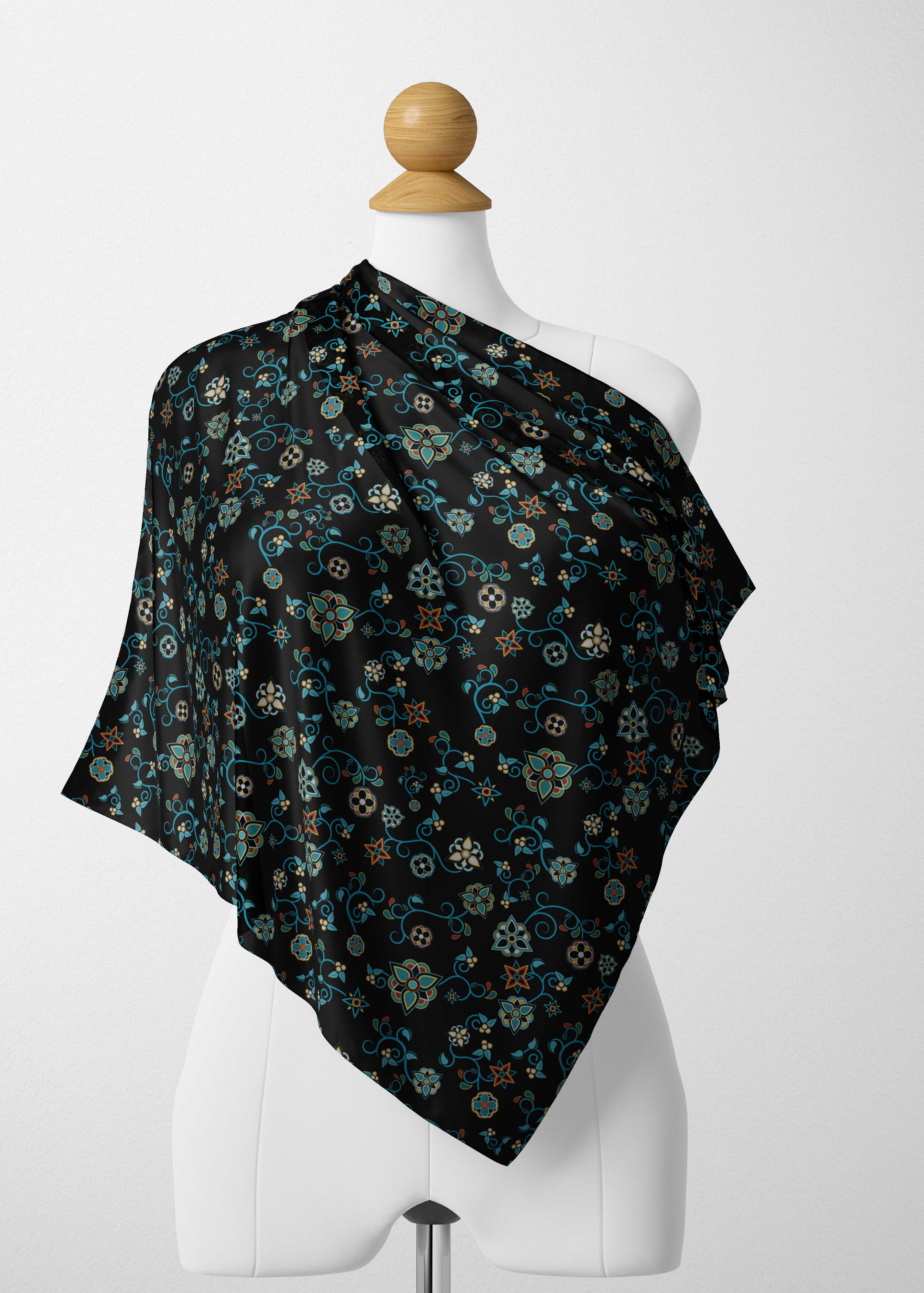 Ocean Bloom Satin Shawl Scarf 49 Dzine