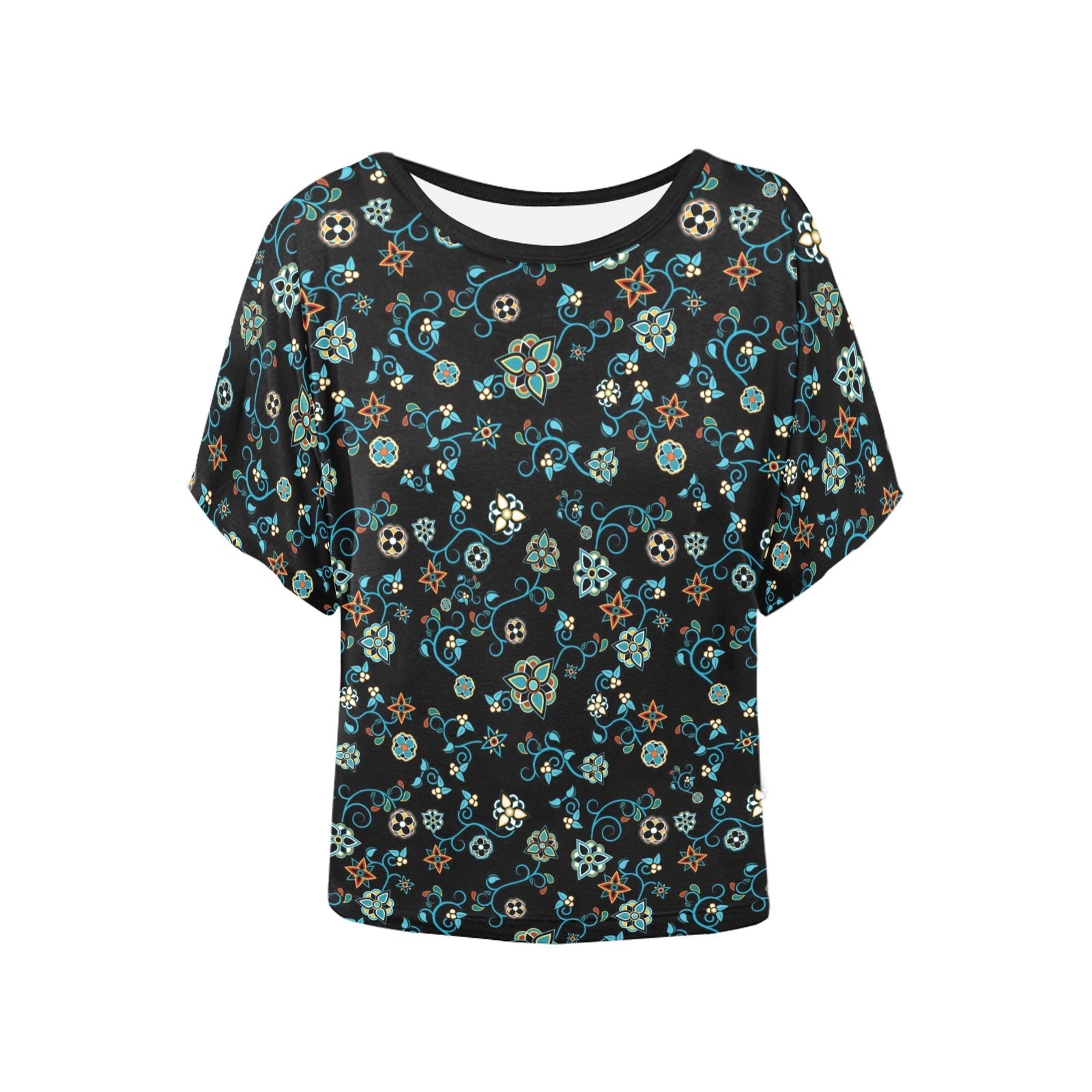 Ocean Bloom Women's Batwing-Sleeved Blouse T shirt (Model T44) Women's Batwing-Sleeved Blouse T shirt (T44) e-joyer