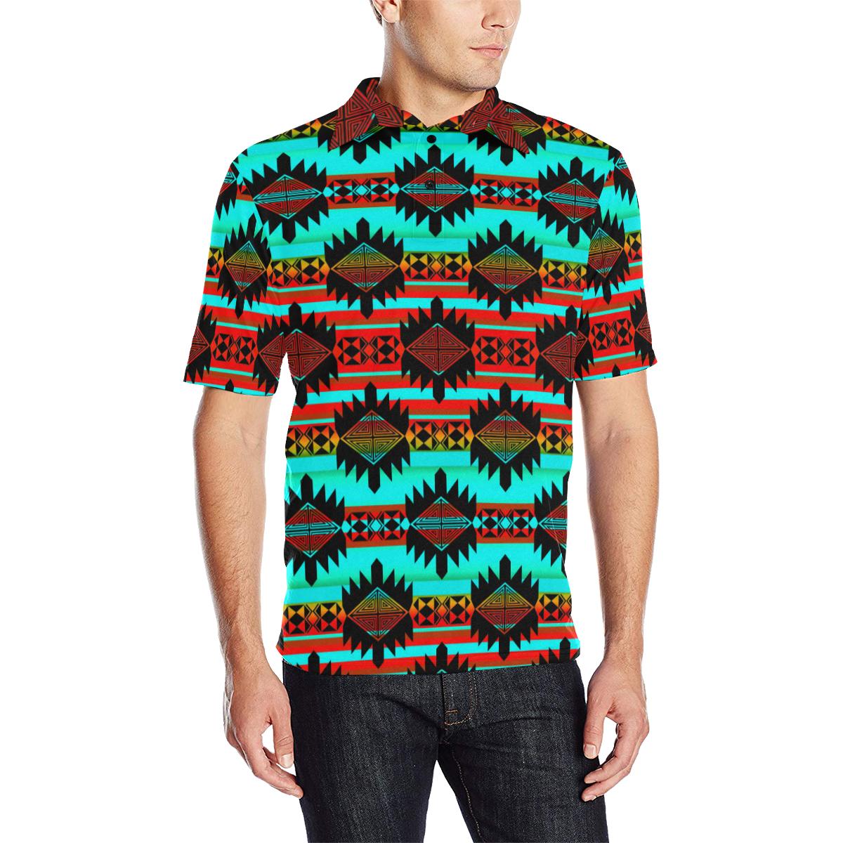 Okotoks Arrow Men's All Over Print Polo Shirt (Model T55) Men's Polo Shirt (Model T55) e-joyer