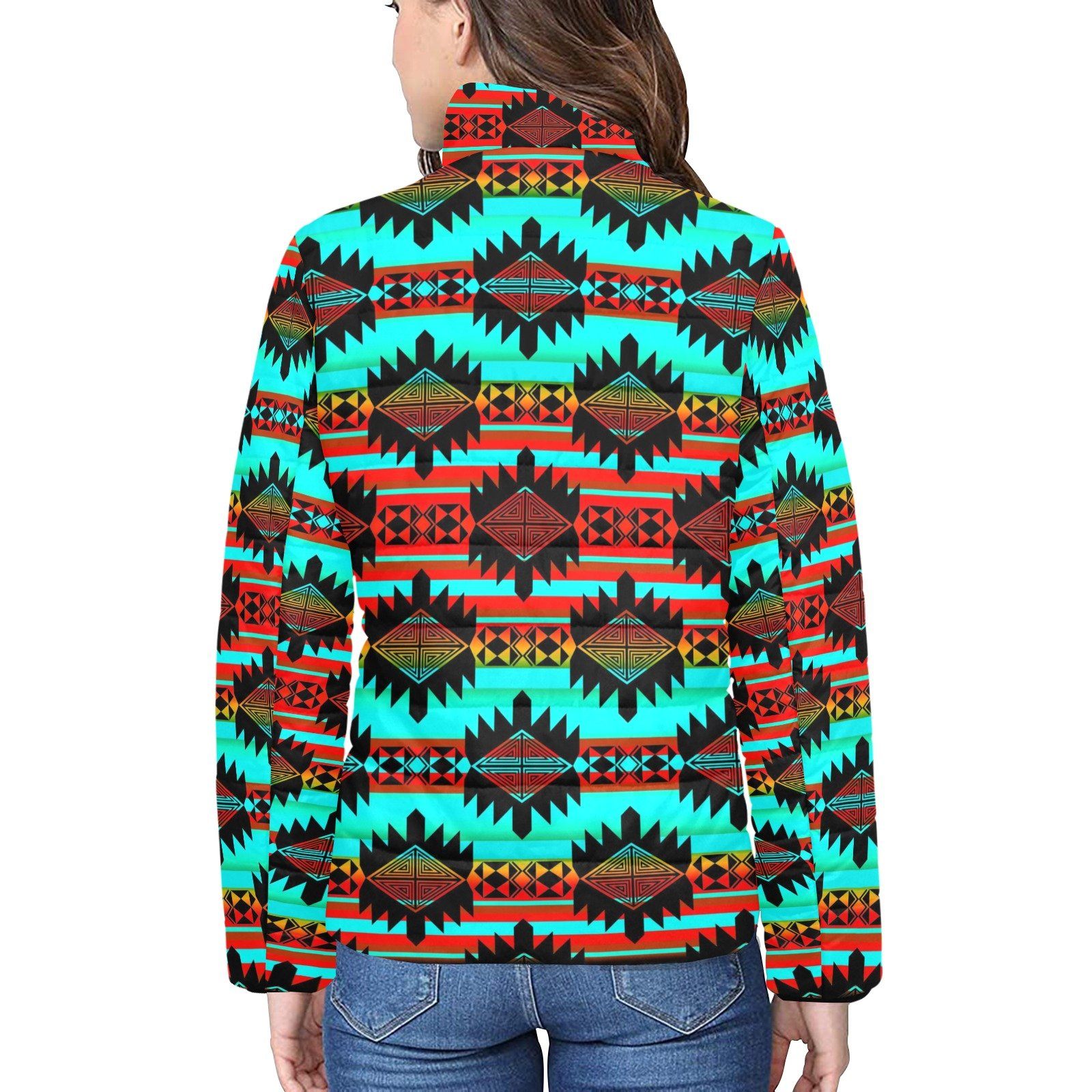 Okotoks Arrow Women's Stand Collar Padded Jacket (Model H41) jacket e-joyer