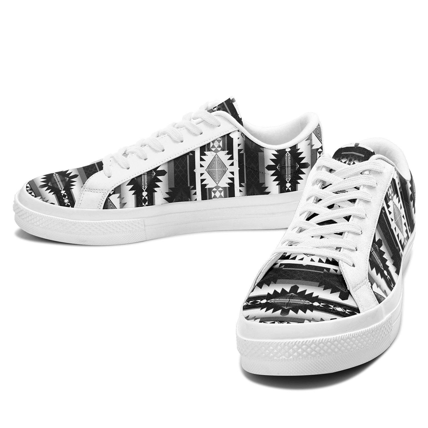 Okotoks Black and White Aapisi Low Top Canvas Shoes White Sole 49 Dzine