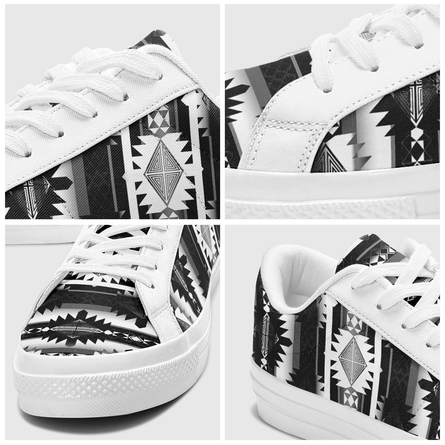 Okotoks Black and White Aapisi Low Top Canvas Shoes White Sole 49 Dzine