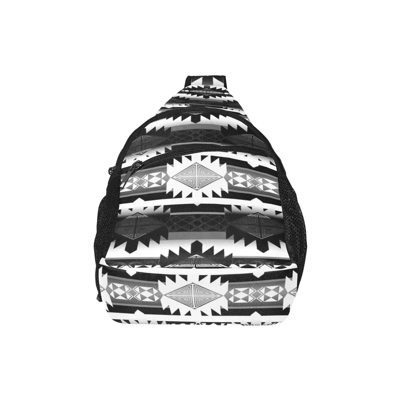 Okotoks Black and White All Over Print Chest Bag (Model 1719) All Over Print Chest Bag (1719) e-joyer
