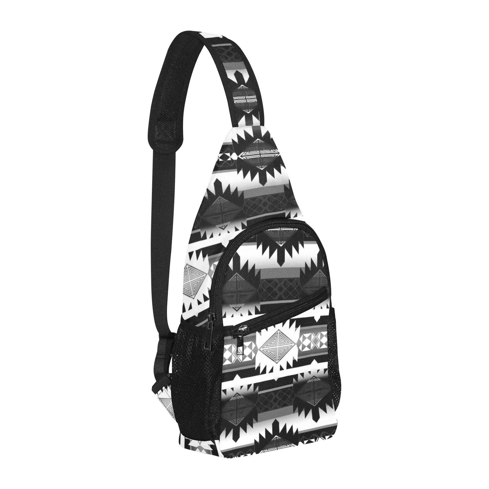 Okotoks Black and White All Over Print Chest Bag (Model 1719) All Over Print Chest Bag (1719) e-joyer