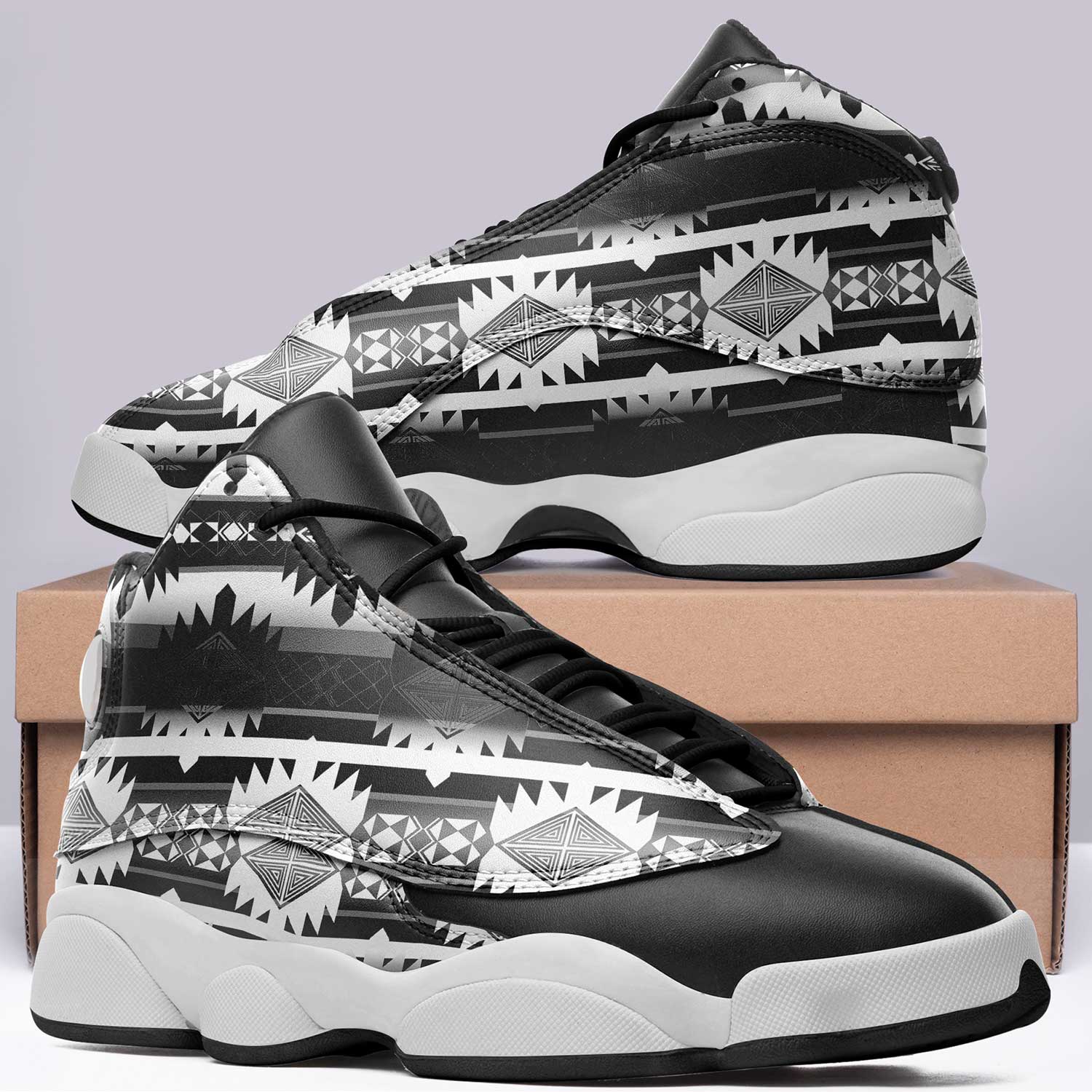 Okotoks Black and White Athletic Shoes Herman