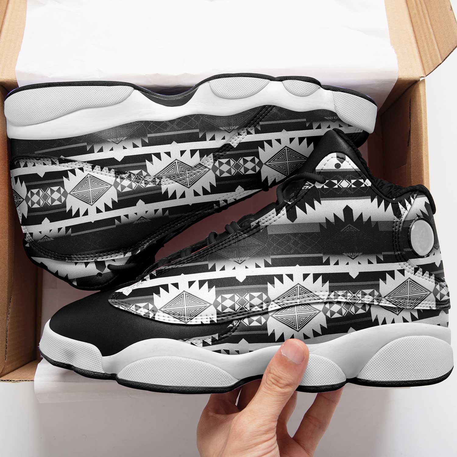 Okotoks Black and White Athletic Shoes Herman