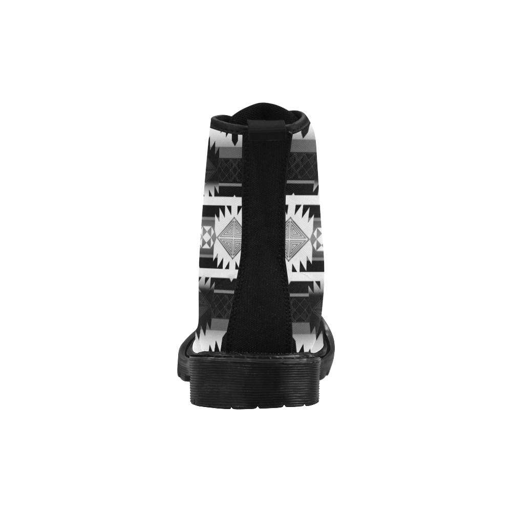 Okotoks Black and White Boots for Men (Black) (Model 1203H) Martin Boots for Men (Black) (1203H) e-joyer