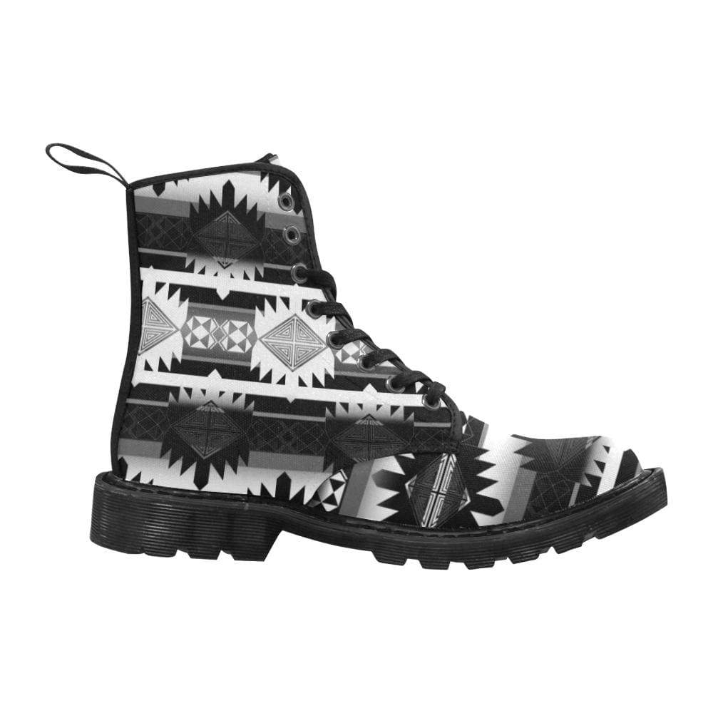 Okotoks Black and White Boots for Men (Black) (Model 1203H) Martin Boots for Men (Black) (1203H) e-joyer