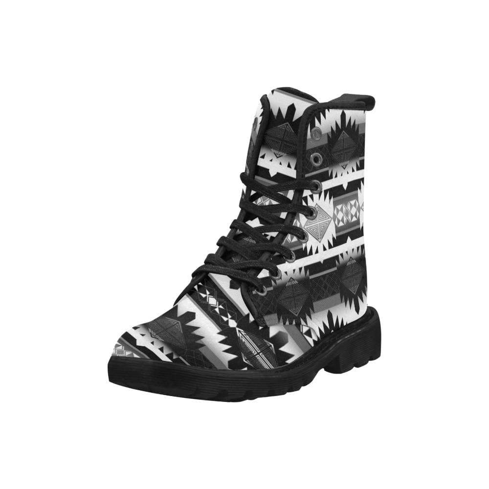 Okotoks Black and White Boots for Men (Black) (Model 1203H) Martin Boots for Men (Black) (1203H) e-joyer