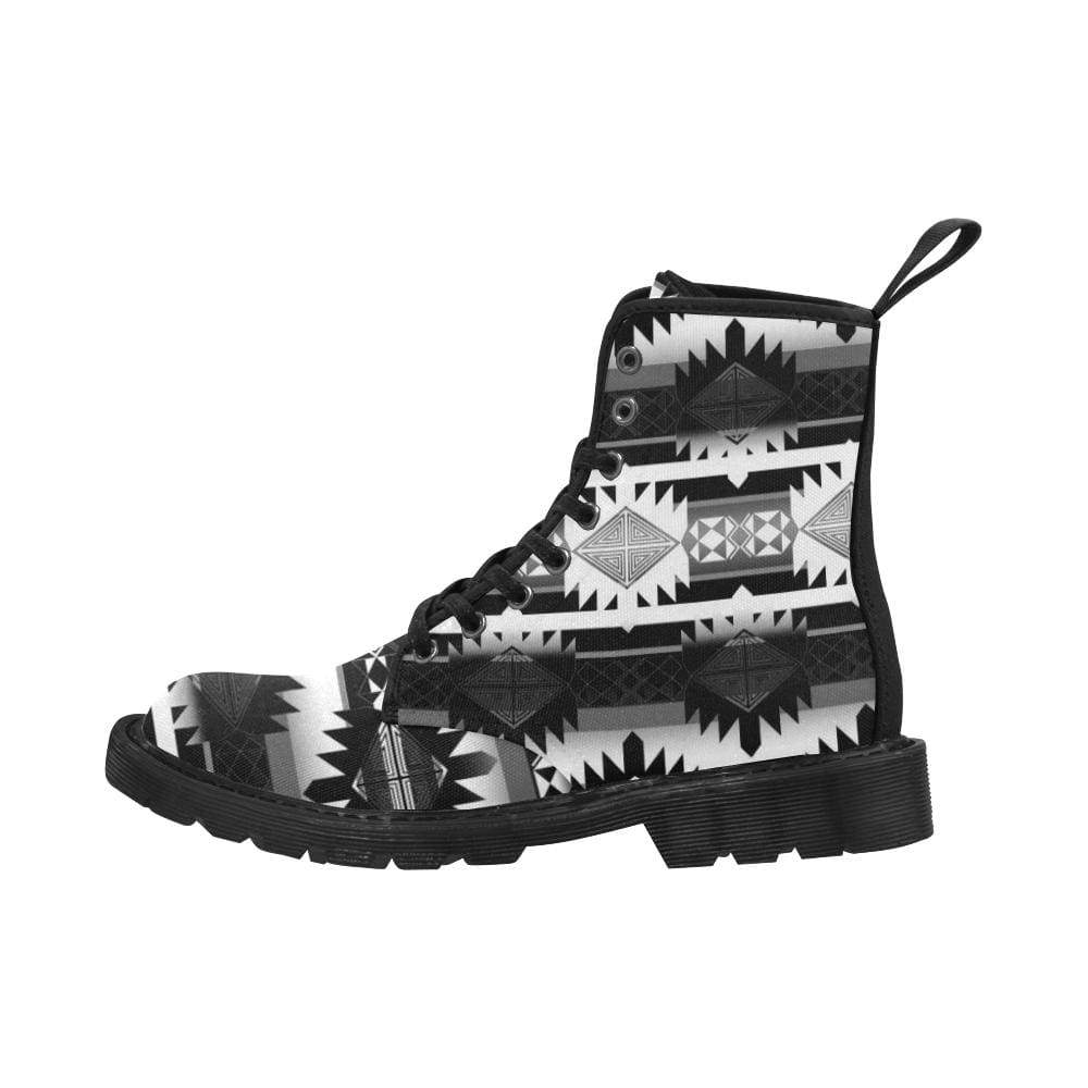 Okotoks Black and White Boots for Men (Black) (Model 1203H) Martin Boots for Men (Black) (1203H) e-joyer