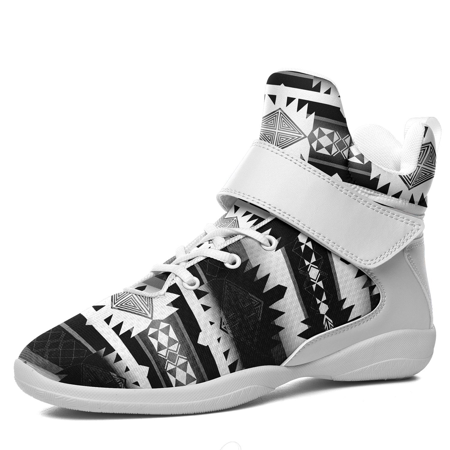 Okotoks Black and White Ipottaa Basketball / Sport High Top Shoes US Women 7 / US Youth 6 / Eur 38 / White Sole with White Strap
