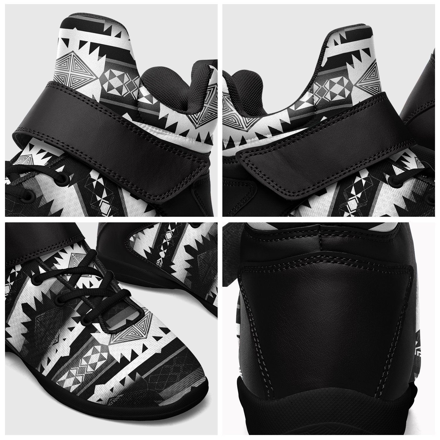 Okotoks Black and White Ipottaa Basketball / Sport High Top Shoes - Black Sole 49 Dzine 