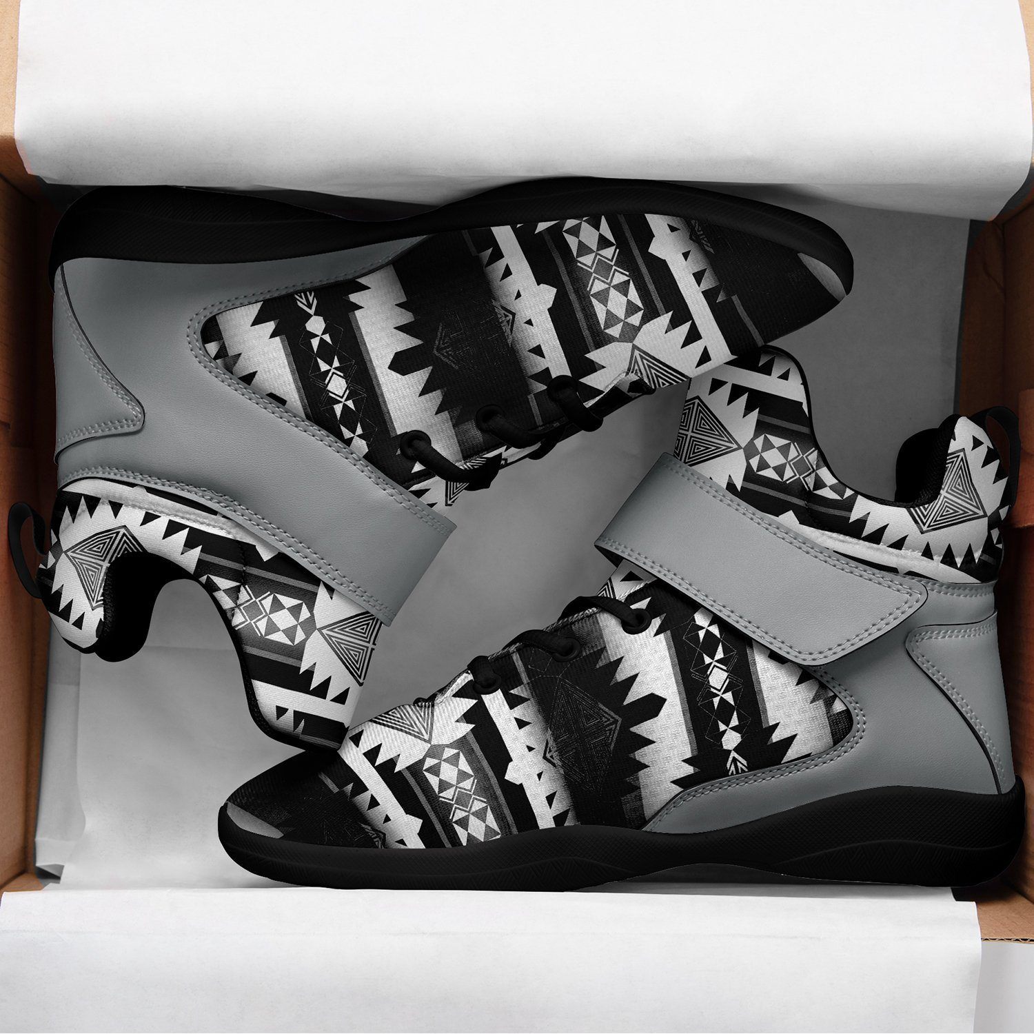 Okotoks Black and White Ipottaa Basketball / Sport High Top Shoes - Black Sole 49 Dzine