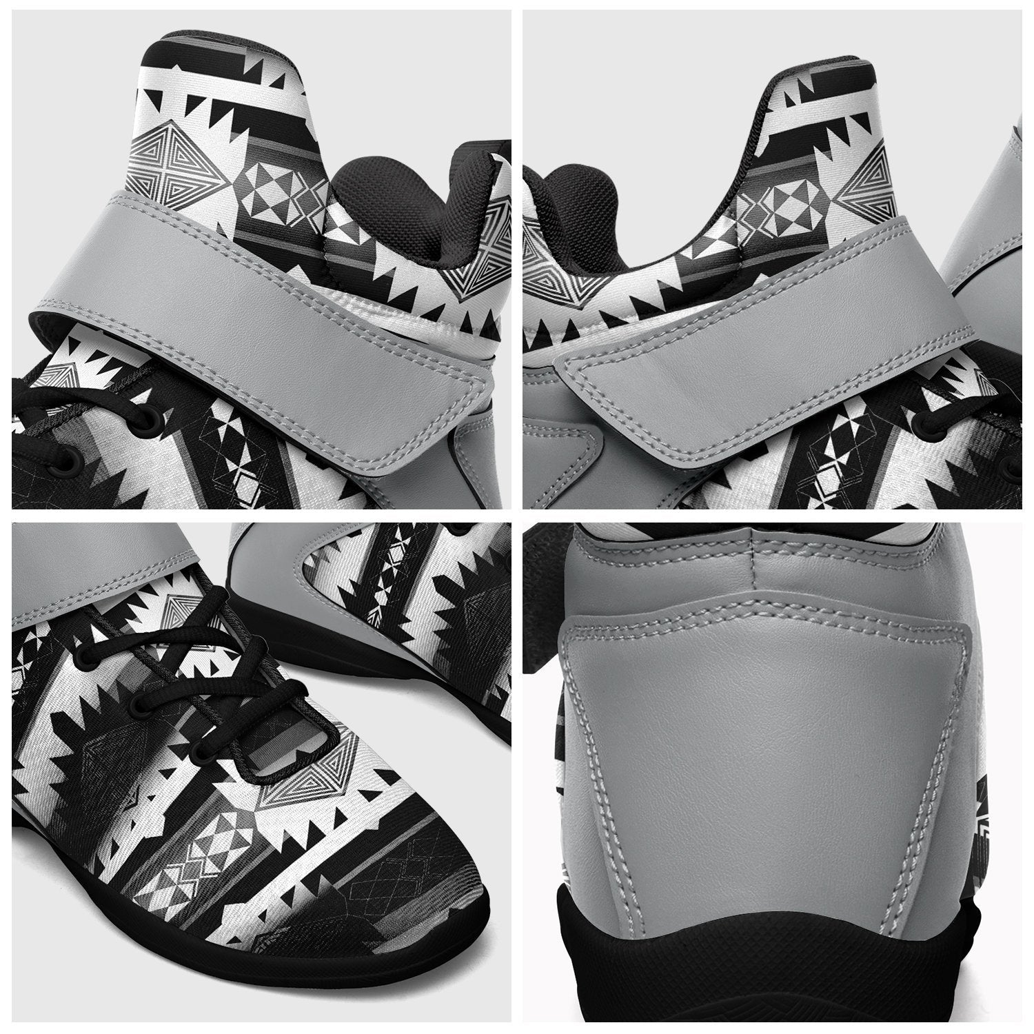 Okotoks Black and White Ipottaa Basketball / Sport High Top Shoes - Black Sole 49 Dzine