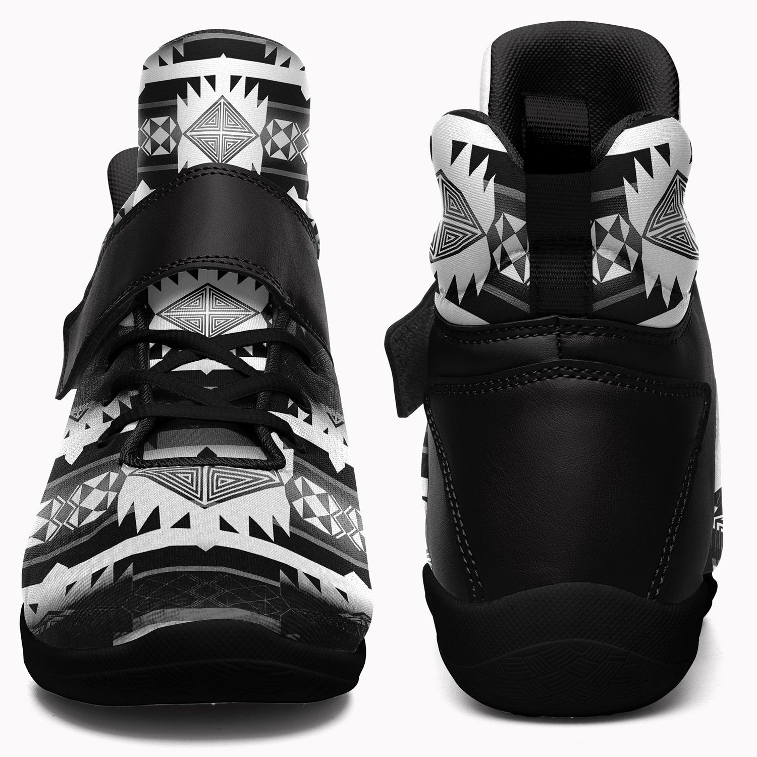 Okotoks Black and White Ipottaa Basketball / Sport High Top Shoes - Black Sole 49 Dzine