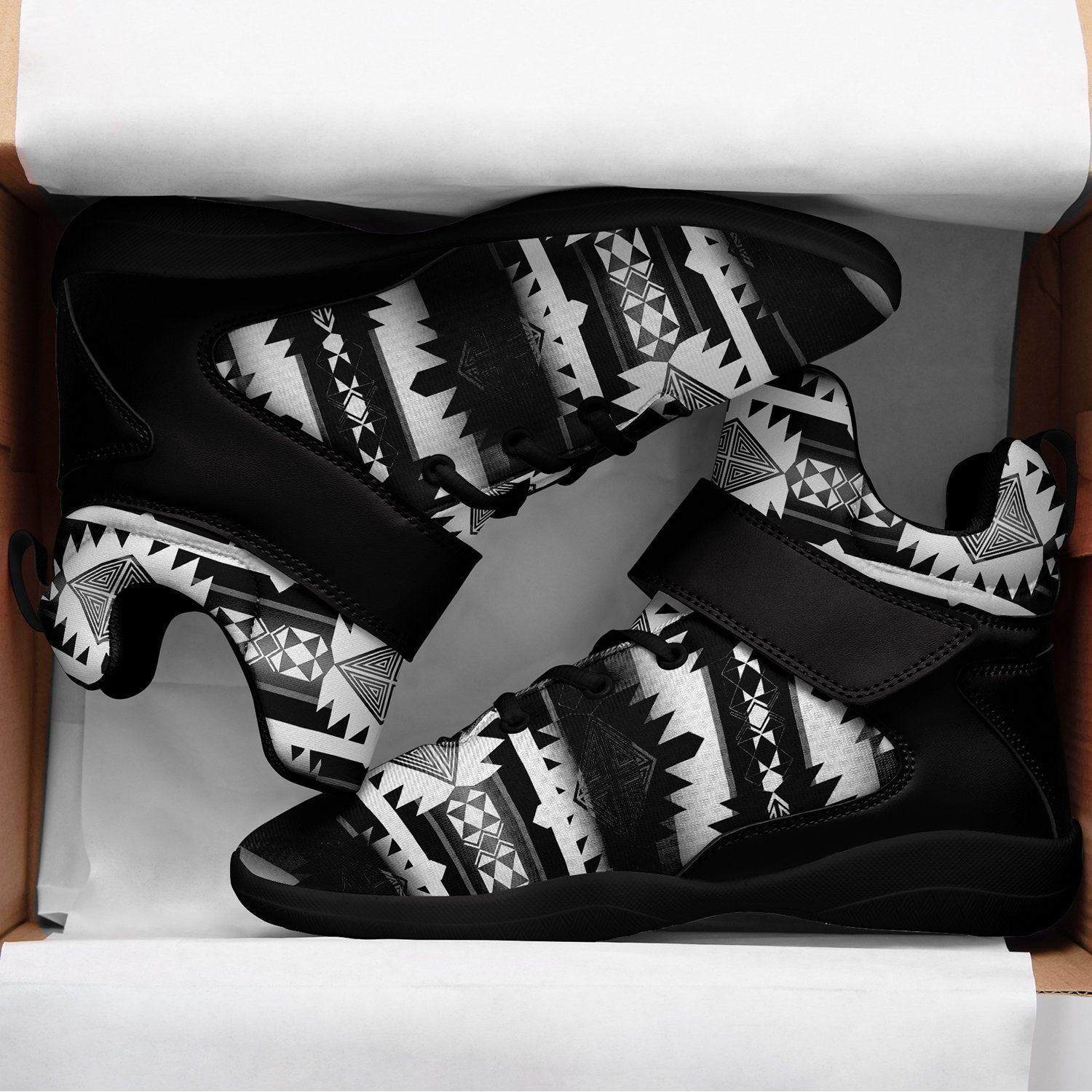 Okotoks Black and White Ipottaa Basketball / Sport High Top Shoes - Black Sole 49 Dzine