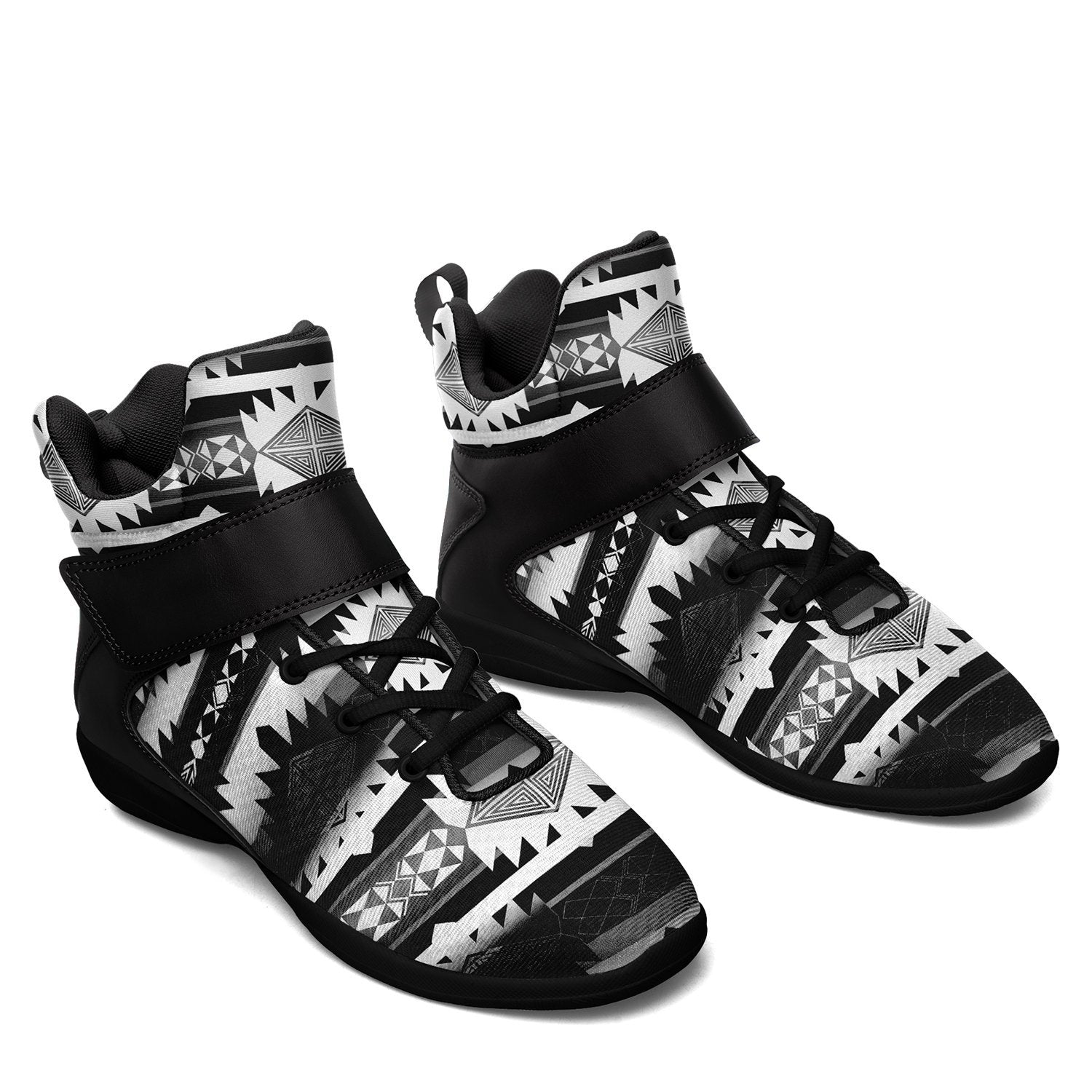 Okotoks Black and White Ipottaa Basketball / Sport High Top Shoes - Black Sole 49 Dzine