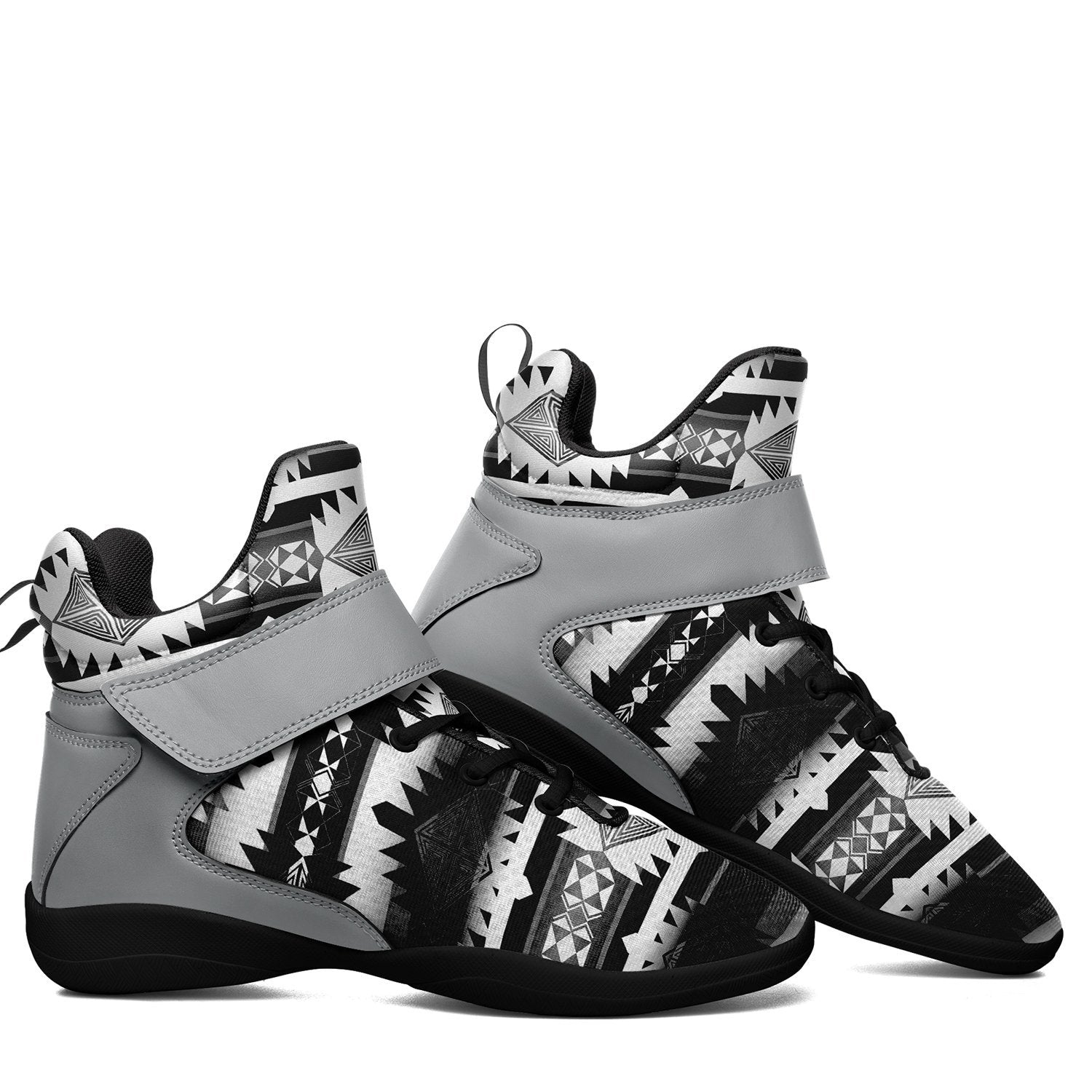 Okotoks Black and White Ipottaa Basketball / Sport High Top Shoes - Black Sole 49 Dzine