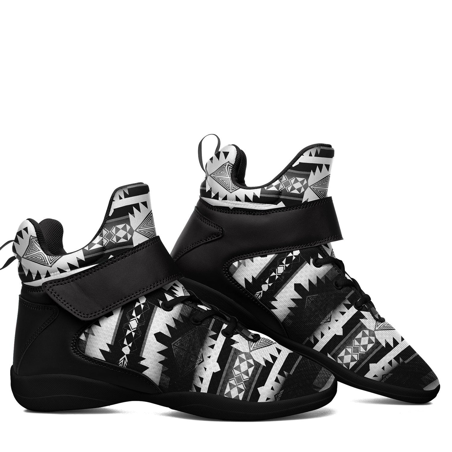 Okotoks Black and White Ipottaa Basketball / Sport High Top Shoes - Black Sole 49 Dzine