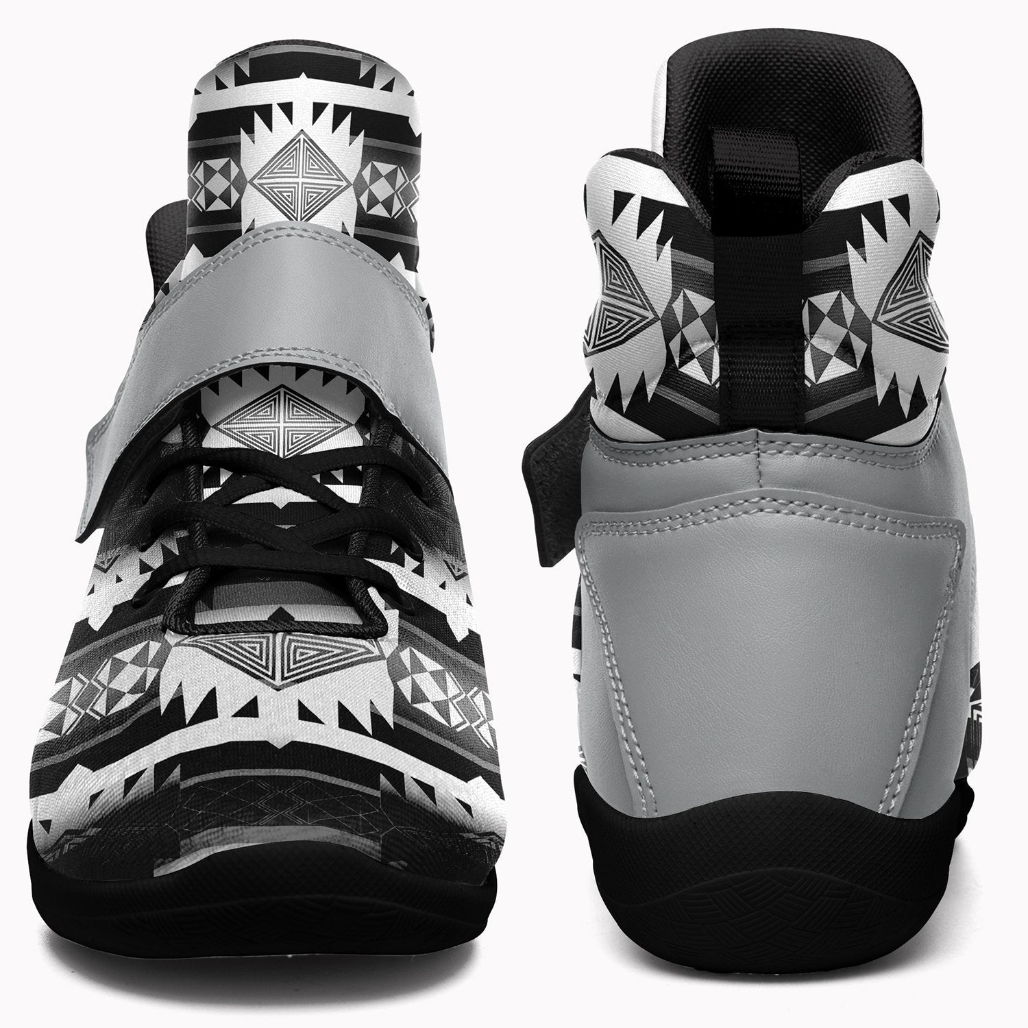 Okotoks Black and White Ipottaa Basketball / Sport High Top Shoes - Black Sole 49 Dzine