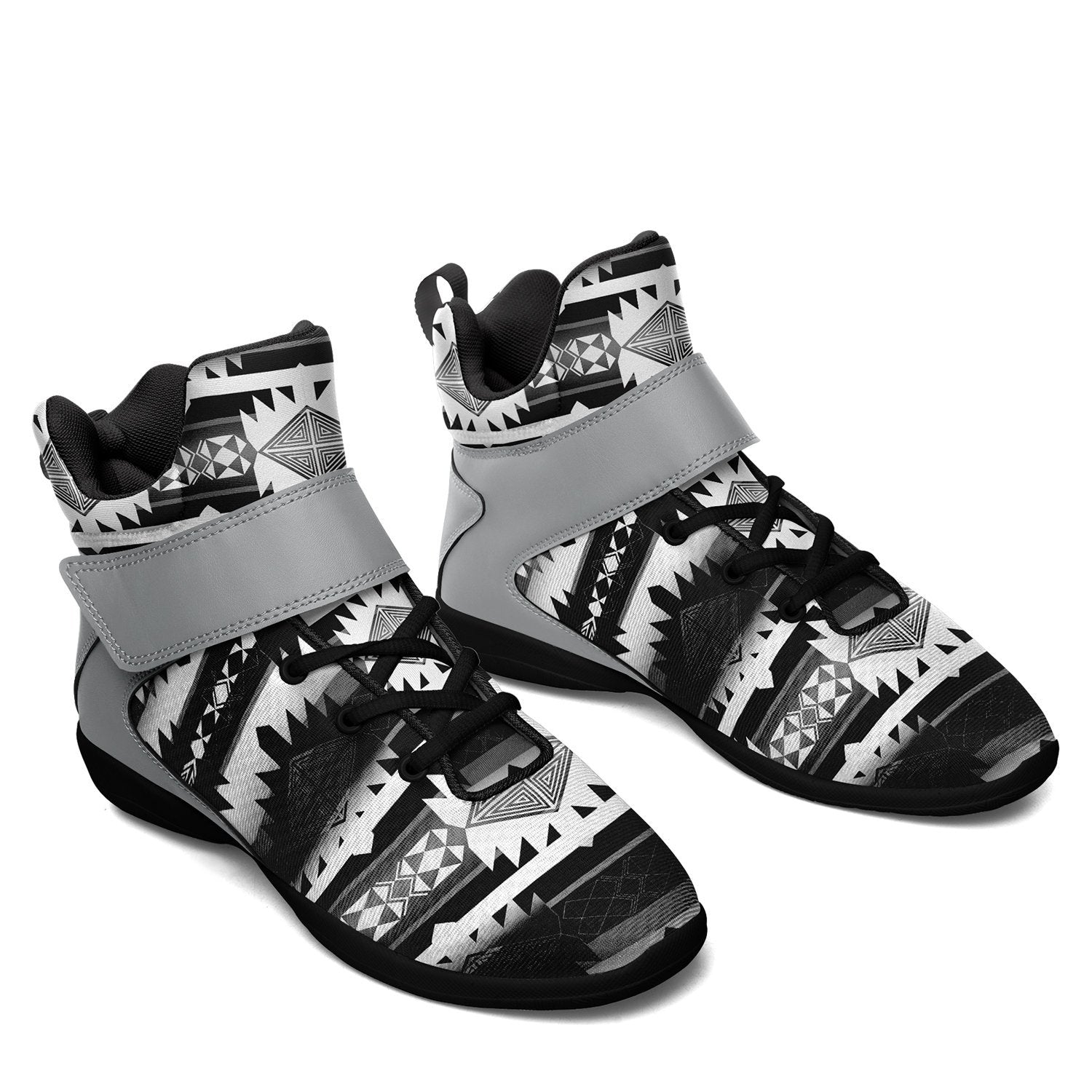 Okotoks Black and White Ipottaa Basketball / Sport High Top Shoes - Black Sole 49 Dzine