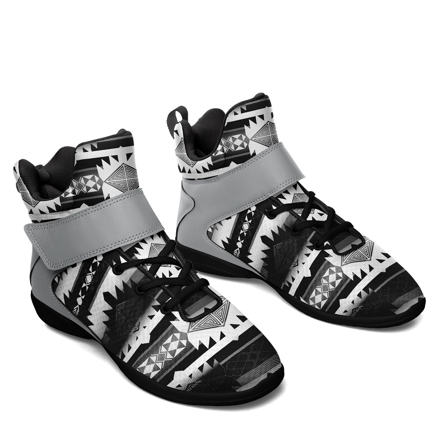 Okotoks Black and White Ipottaa Basketball / Sport High Top Shoes - Black Sole 49 Dzine 