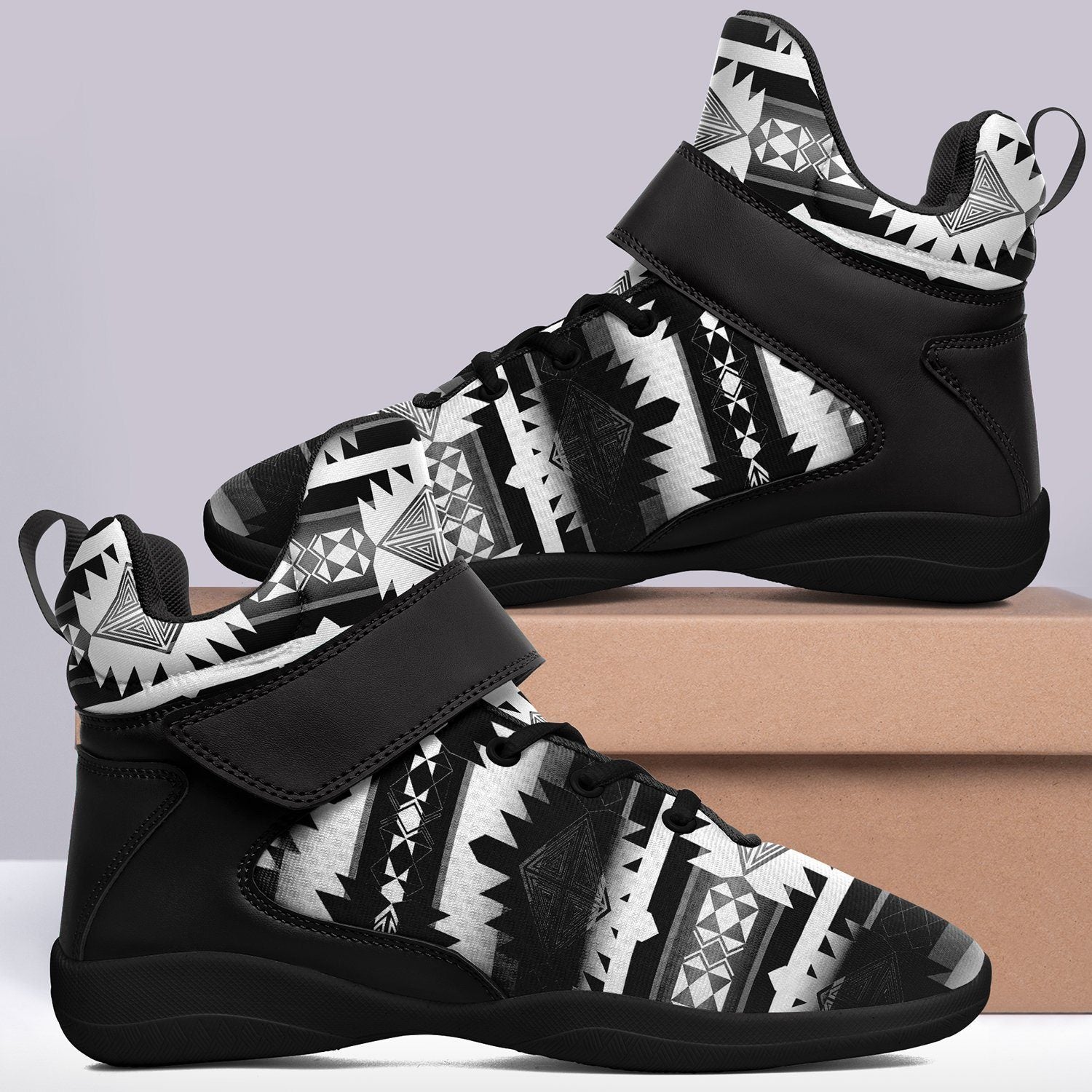 Okotoks Black and White Ipottaa Basketball / Sport High Top Shoes - Black Sole 49 Dzine