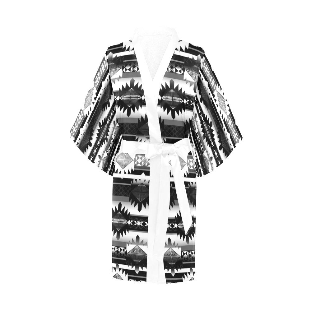 Okotoks Black and White Kimono Robe Artsadd