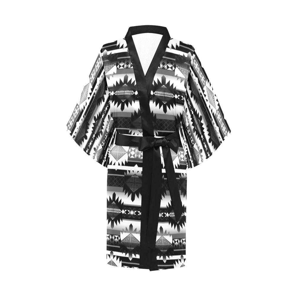 Okotoks Black and White Kimono Robe Artsadd