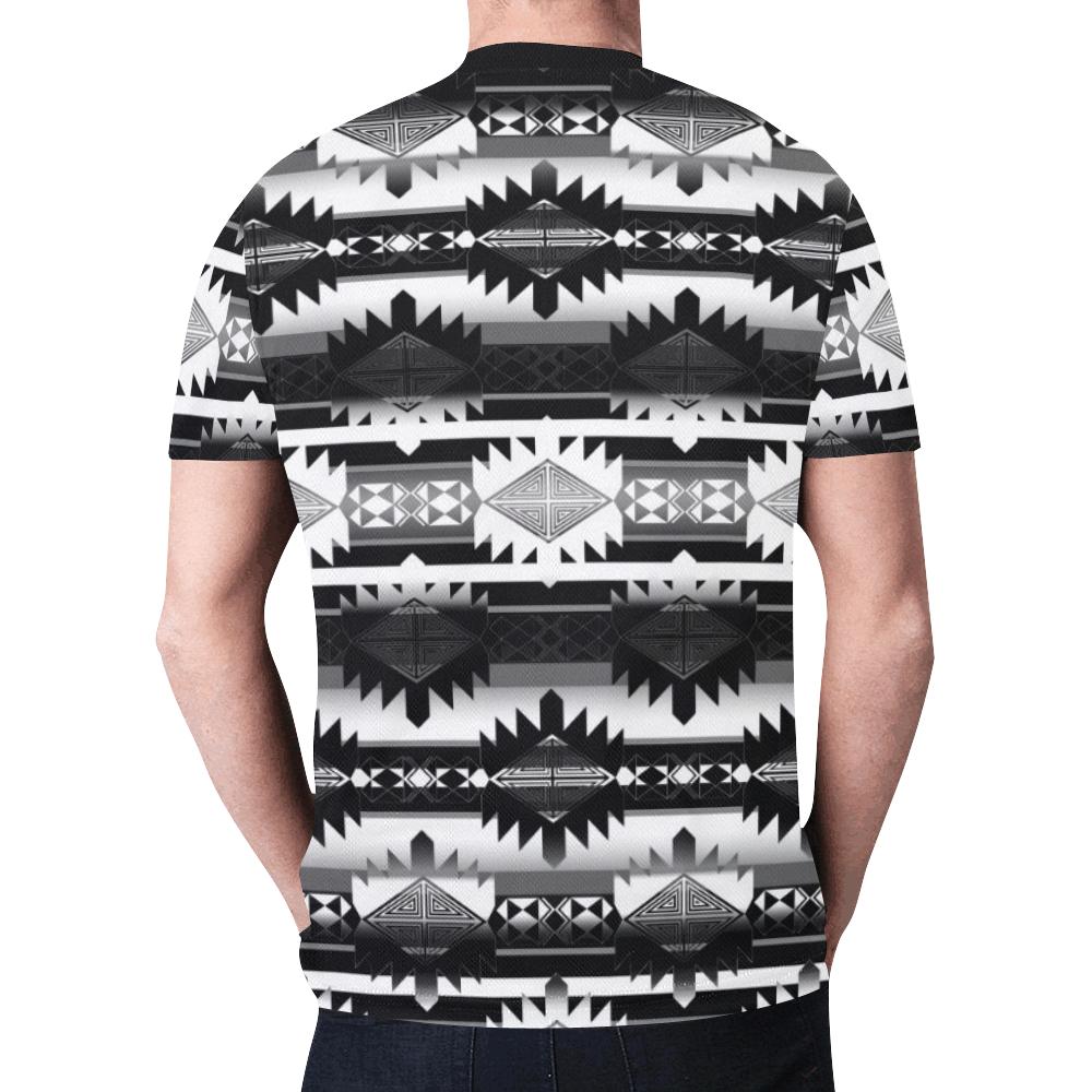 Okotoks Black and White New All Over Print T-shirt for Men (Model T45) New All Over Print T-shirt for Men (T45) e-joyer