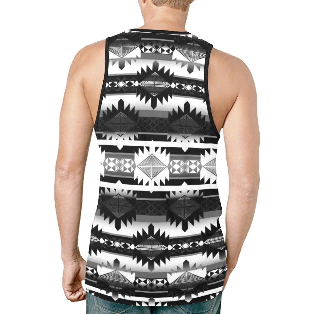 Okotoks Black and White New All Over Print Tank Top for Men (Model T46) New All Over Print Tank Top for Men (T46) e-joyer